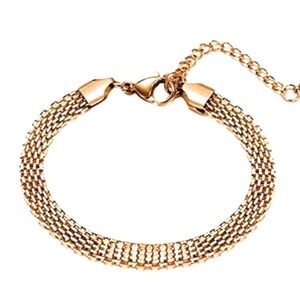 Gold Mesh 18 Karat Gold Chain Bracelet Adjustable Clasp‎ Gift Pouch NEW